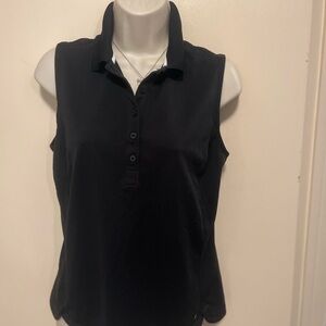 IZOD Black Sleeveless Polo Top